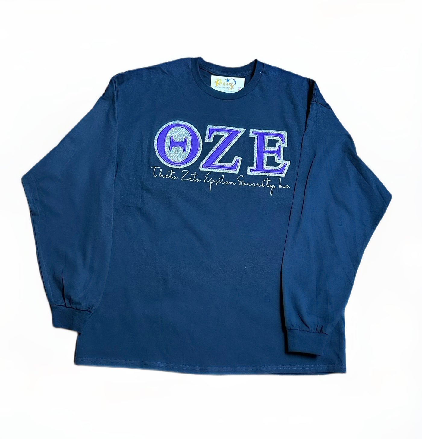 Long Sleeve Greek Letter Embroidered T-Shirt TZE