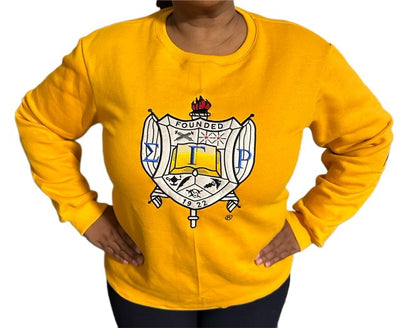 Embroidered Shield Sweatshirt w/arm patches_SGRho