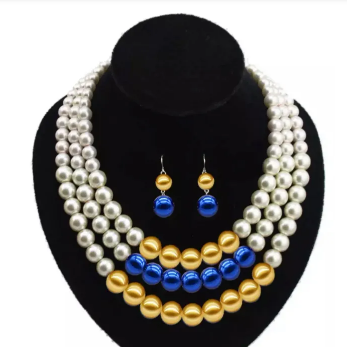 3 Strand Pearl Necklace & Earring Set