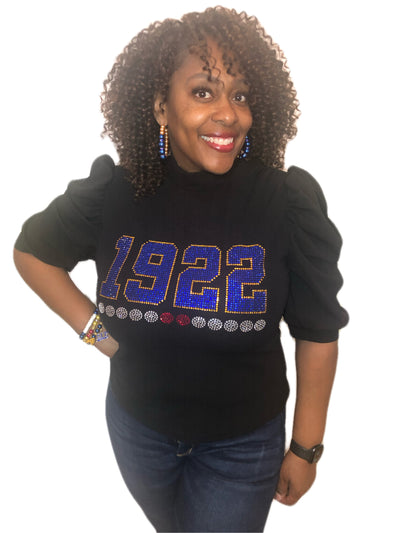 1922 SGRho Puff Sleeve Bling Top - Size Up